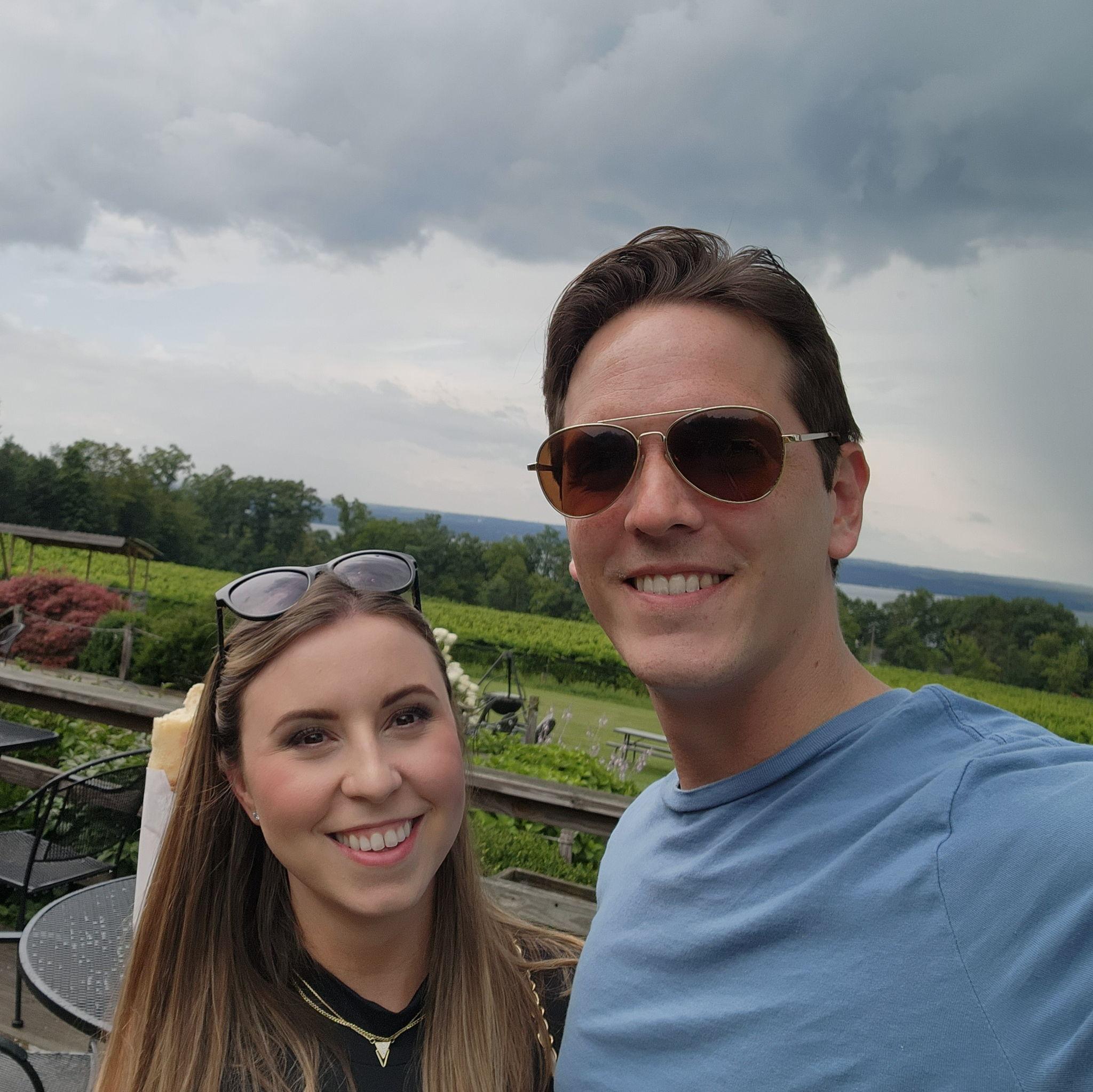 Moments before Dan ate an entire baguette himself on a wine tour.