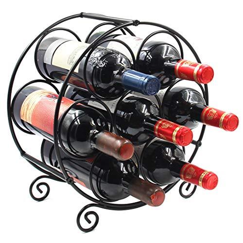 PAG 7 Bottles Free Standing Countertop Metal Wine Rack Tabletop Wine Storage Holders Stands, Black