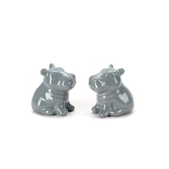 Omniware Hippo Salt & Pepper Set, Gray 1.85"x 2.44" x 2.87"