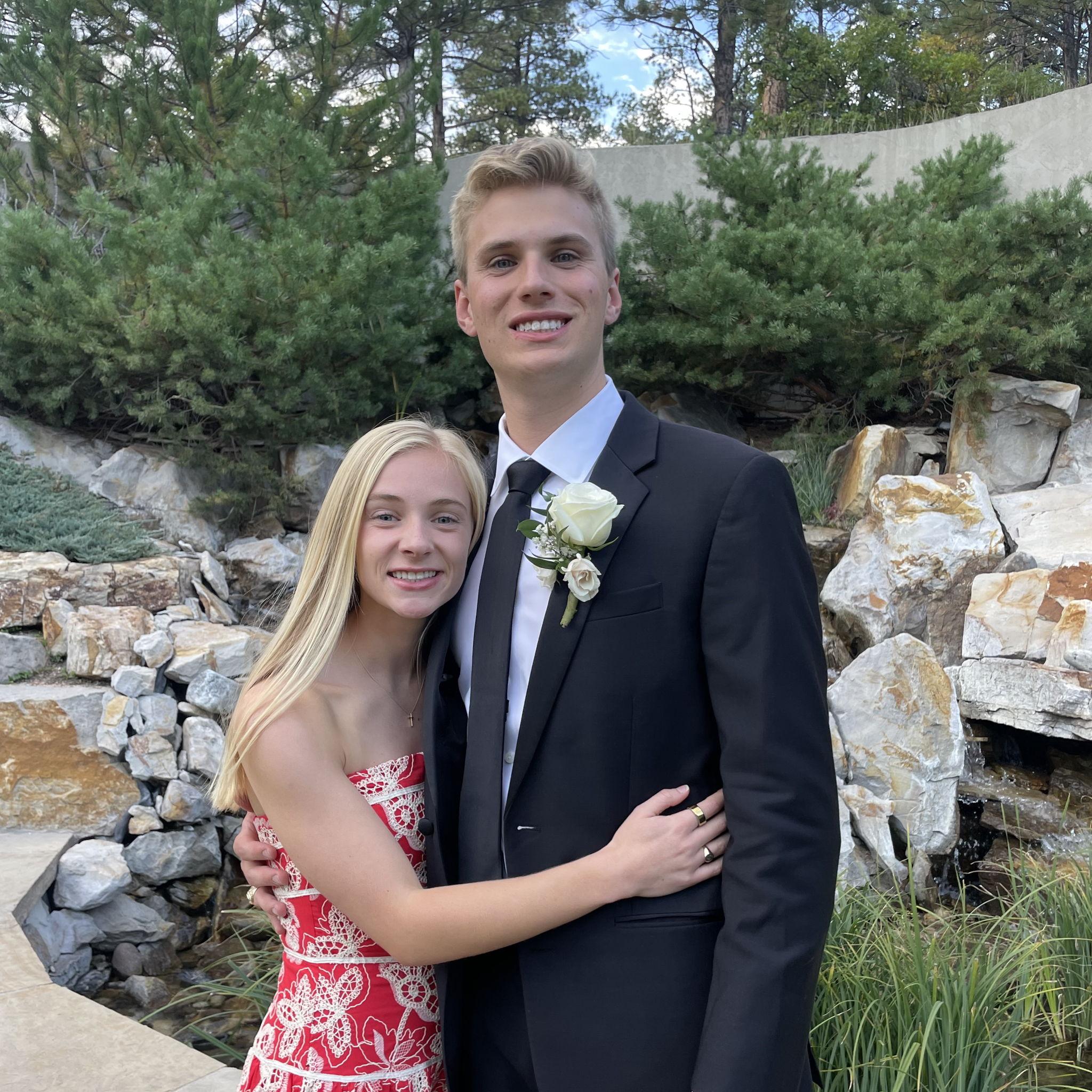 Luke and Sydney at Luke's sister's wedding.