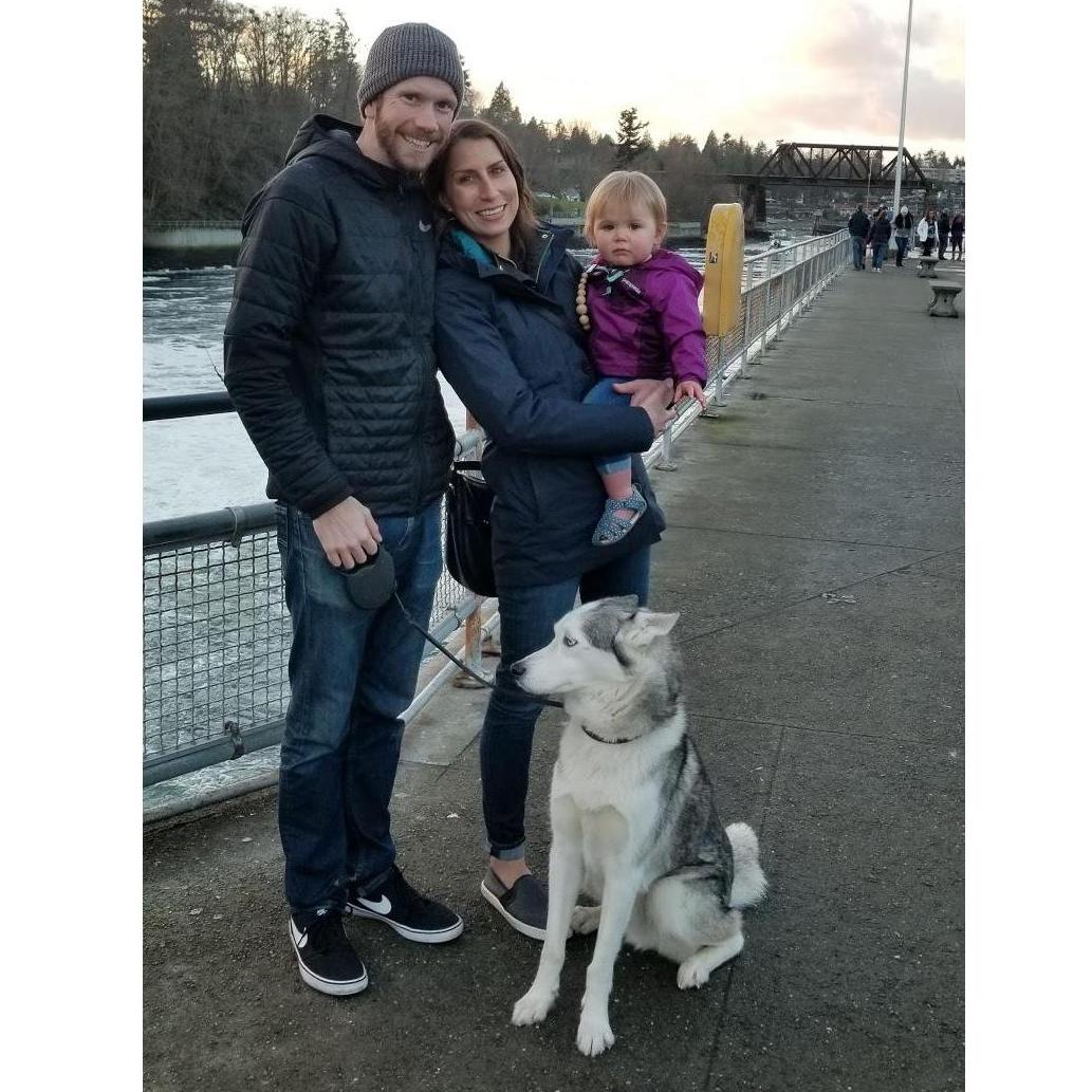 In an alternate universe, John and Amanda live in the Pacific Northwest, have a small family and a husky. In reality, they enjoyed taking a walk with Mary, Josh, and their family.