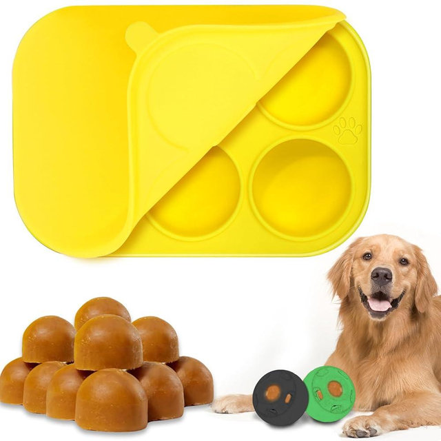 BABORUI 6 Cavities Dog Treat Molds with Lid for Woof Pupsicle & Power Chewer Pupsicle Large 25-75lbs, Reusable Frozen Dog Treat Molds Silicone for Making Ice Popsicle Snacks (L)