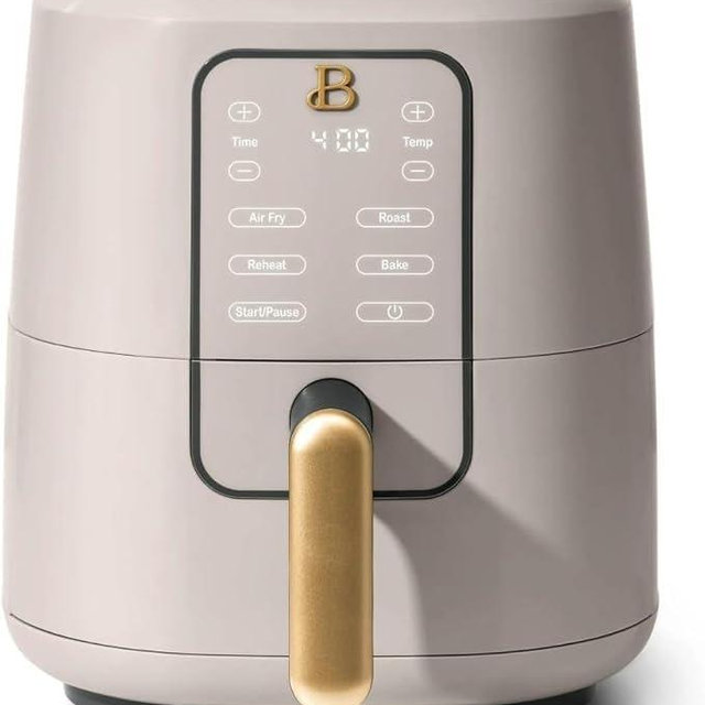 Beautiful Drew Barrymore 3-Quart Digital Air Fryer, TurboCrisp Technology, 4 Presets, 170°F-400°F, Non-Stick, Dishwasher Safe, 1200 Watt. (Porcini Taupe)