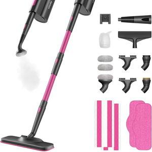 Schenley 10-in-1 Steam Mop Dual-Rod Design with Detachable Handheld Steamer for Walls, Grouts, Hard Floors, Tiles, includes Multi-purpose Accessories and Washable Microfiber Pads