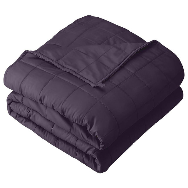Bare Home Weighted Blanket King Size 25lb (80" x 87") for Adults - All-Natural 100% Cotton - Premium Heavy Blanket Nontoxic Glass Beads (Eggplant, 80"x87")