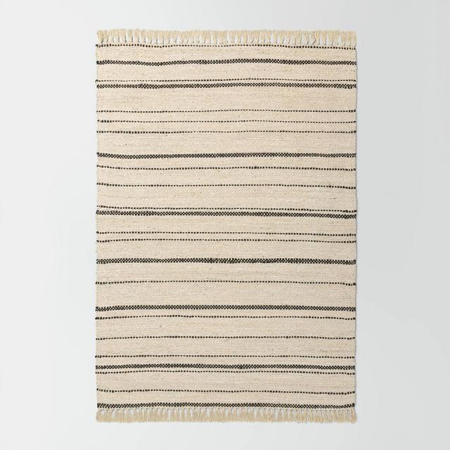 9' x 12' Bleached Jute Variegated Stripe Area Rug Railroad Gray - Hearth & Hand™ with Magnolia