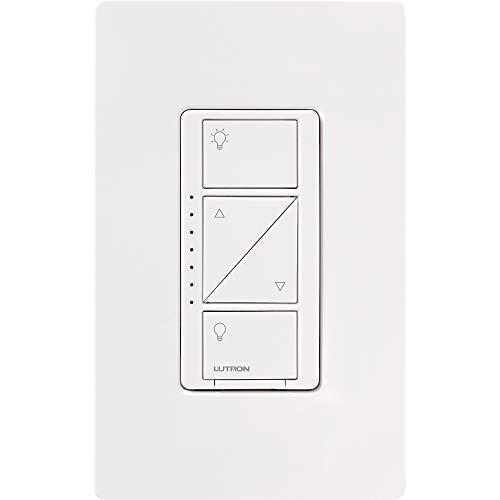 Lutron Caseta Smart Home Dimmer Switch with Wallplate, Works with Alexa, Apple HomeKit, and the Google Assistant | for LED Light Bulbs, Incandescent Bulbs and Halogen Bulbs | PDW-6WCL-WH-A | White