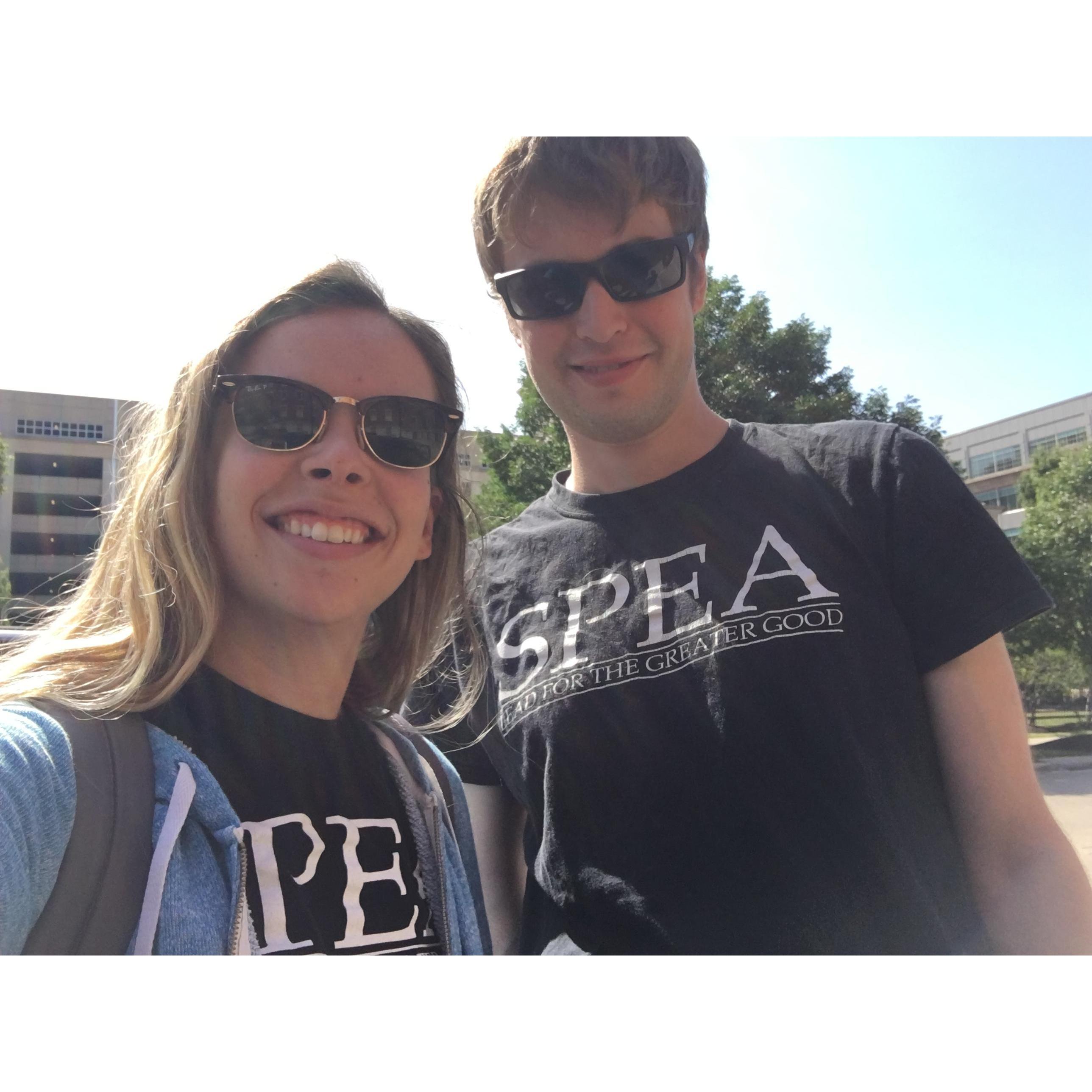 2019: Accidentally wearing matching SPEA shirts again!