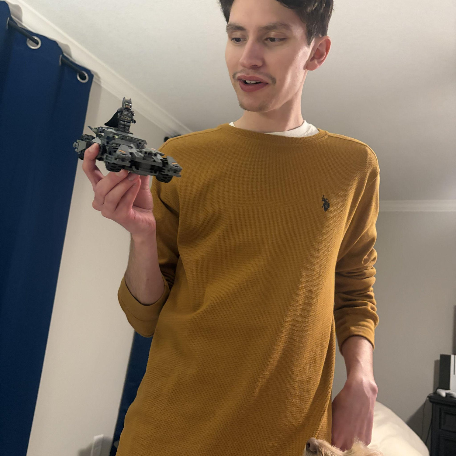 William showing off one of his lego creations