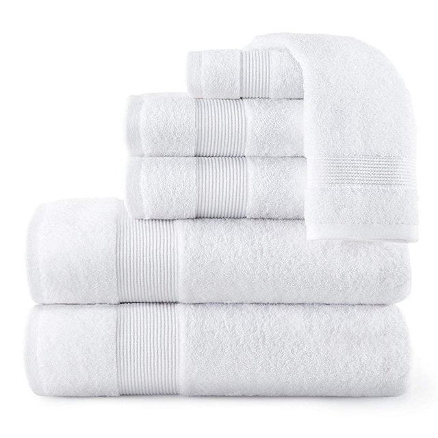 Peacock Alley Liam Turkish Towel | Luxury Bath Towel Collection in 4 Colors| 600 Gram Weight | Extra-Long Staple Low Twist Cotton (White, 6-pc Set)