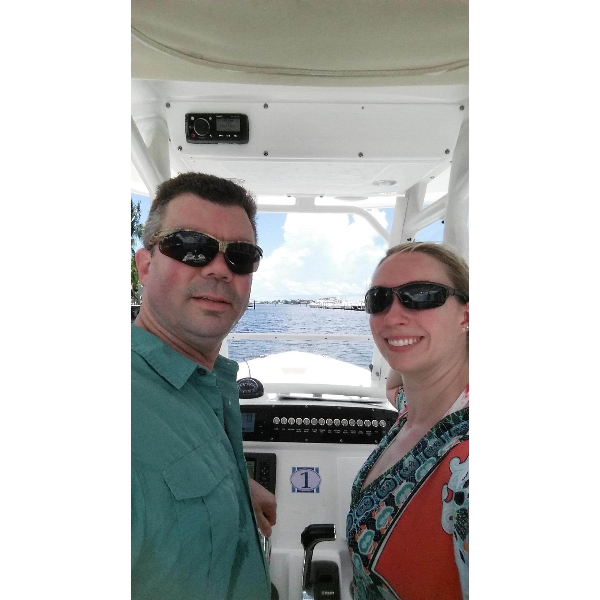Our rental boat in Naples, FL before Greg proposed