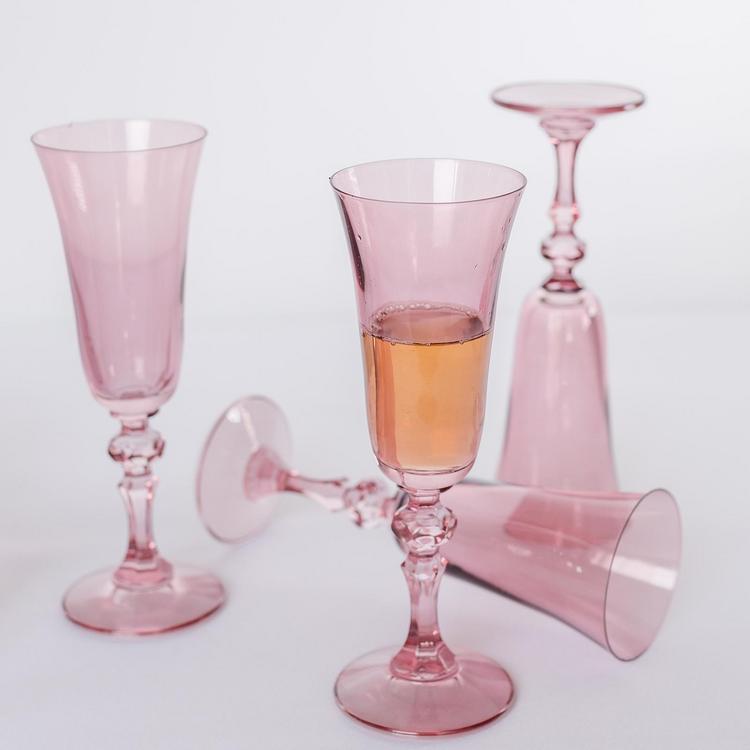 Estelle Colored Glass Sunday Set of 6 Highball Glasses in Blush Pink