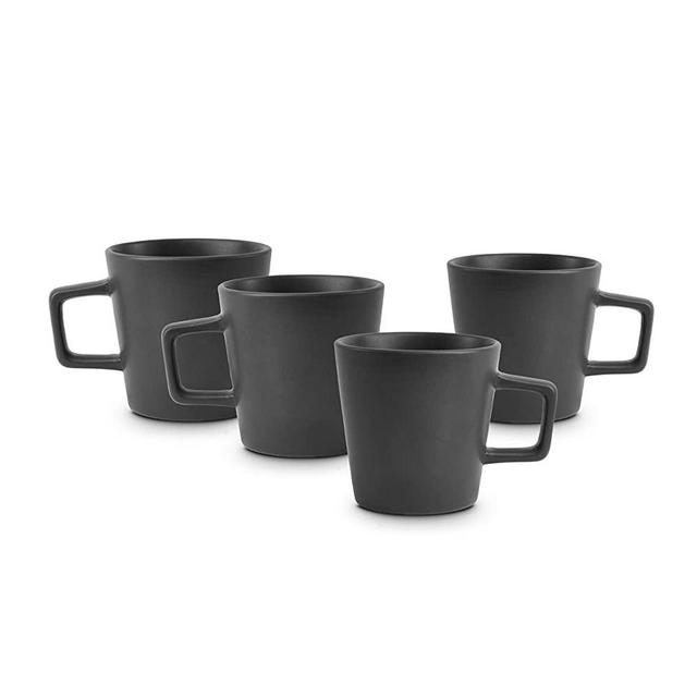 Stone Lain Coupe Dinnerware Set, 4 Mugs, Matte Black