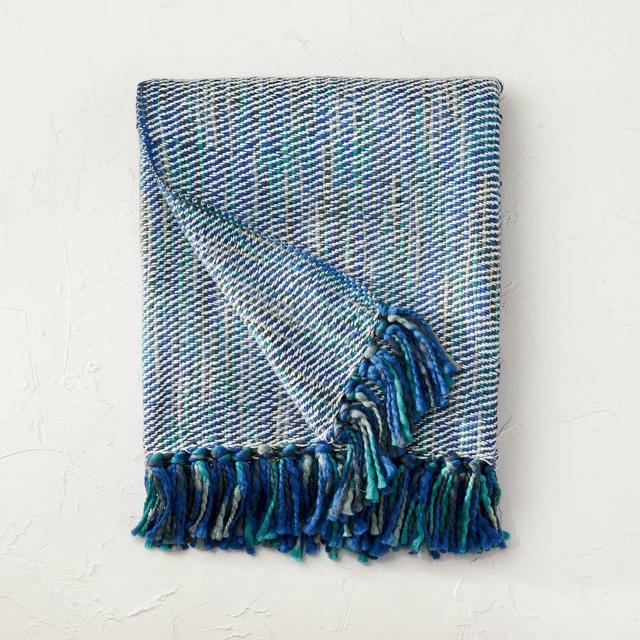 Space Dyed Woven Throw Blanket with Tassels Blue - Opalhouse™ designed with Jungalow™