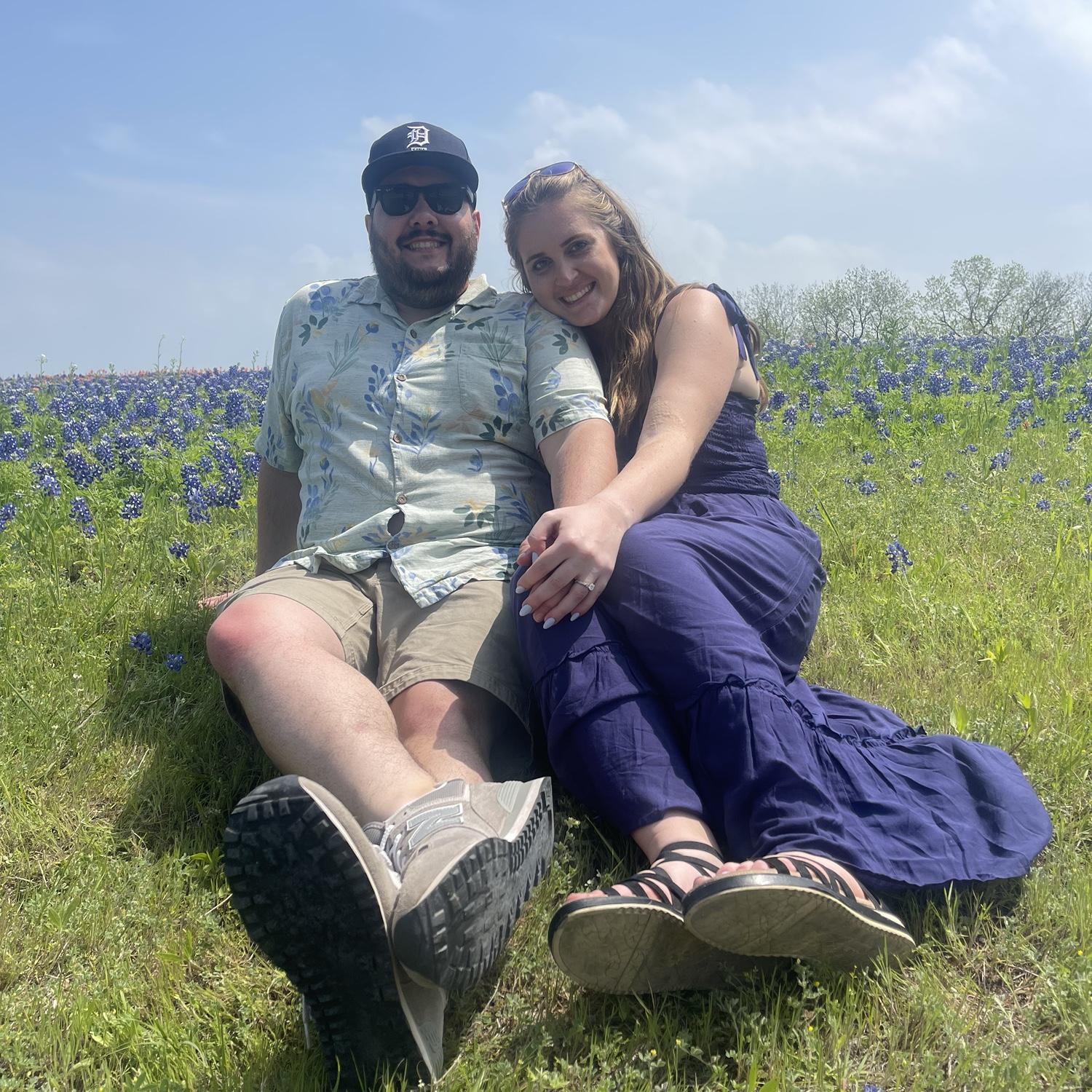 The day we got engaged! Sitting among the Blue Bonnets in Bristol, TX