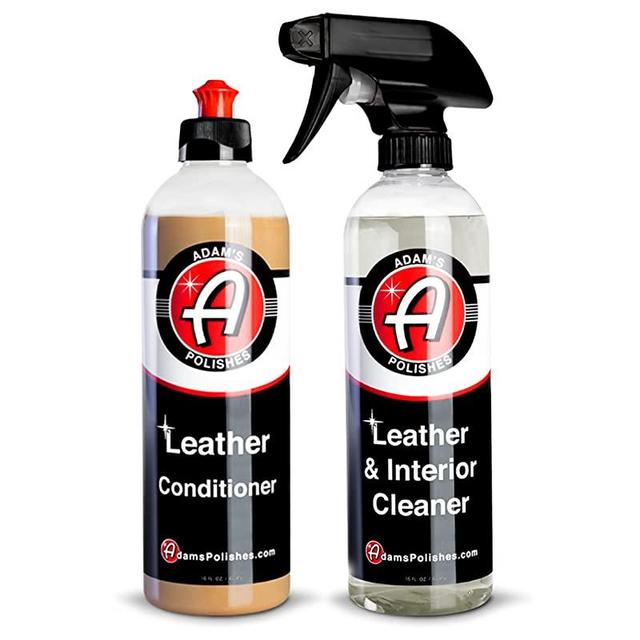 Adam’s Leather Care Kit - Leather Cleaner & Leather Conditioner Car Cleaning Supplies | UV Protection for Interior Accessories Steering Wheel Seat Dash Vinyl Shoe Polish Jacket | Safe Auto Chemical