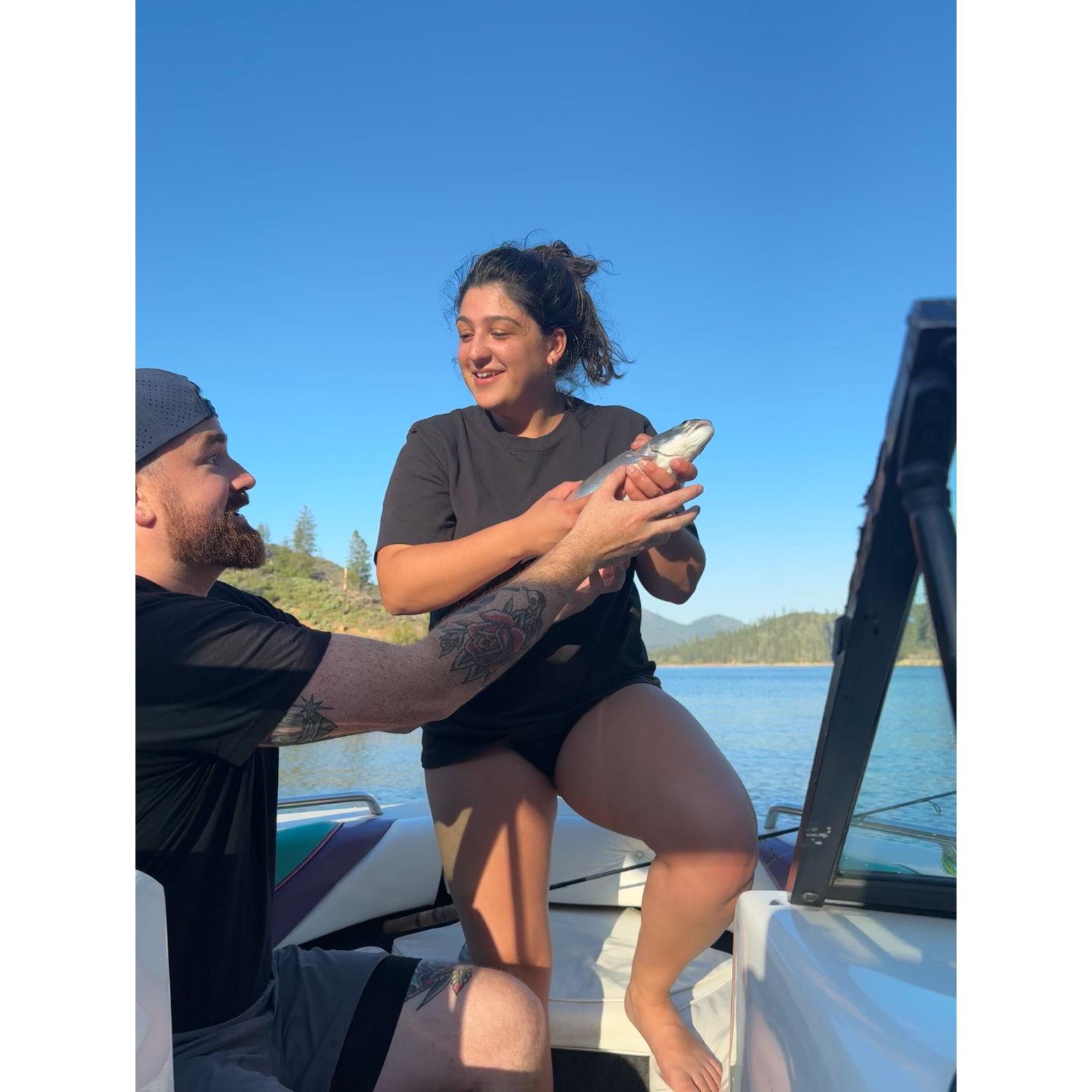 Chloe's first time catching fish and she caught 3 that day! 🎣🐟🐠