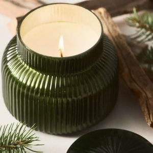 Capri Blue Woody Fir & Firewood Glass Candle