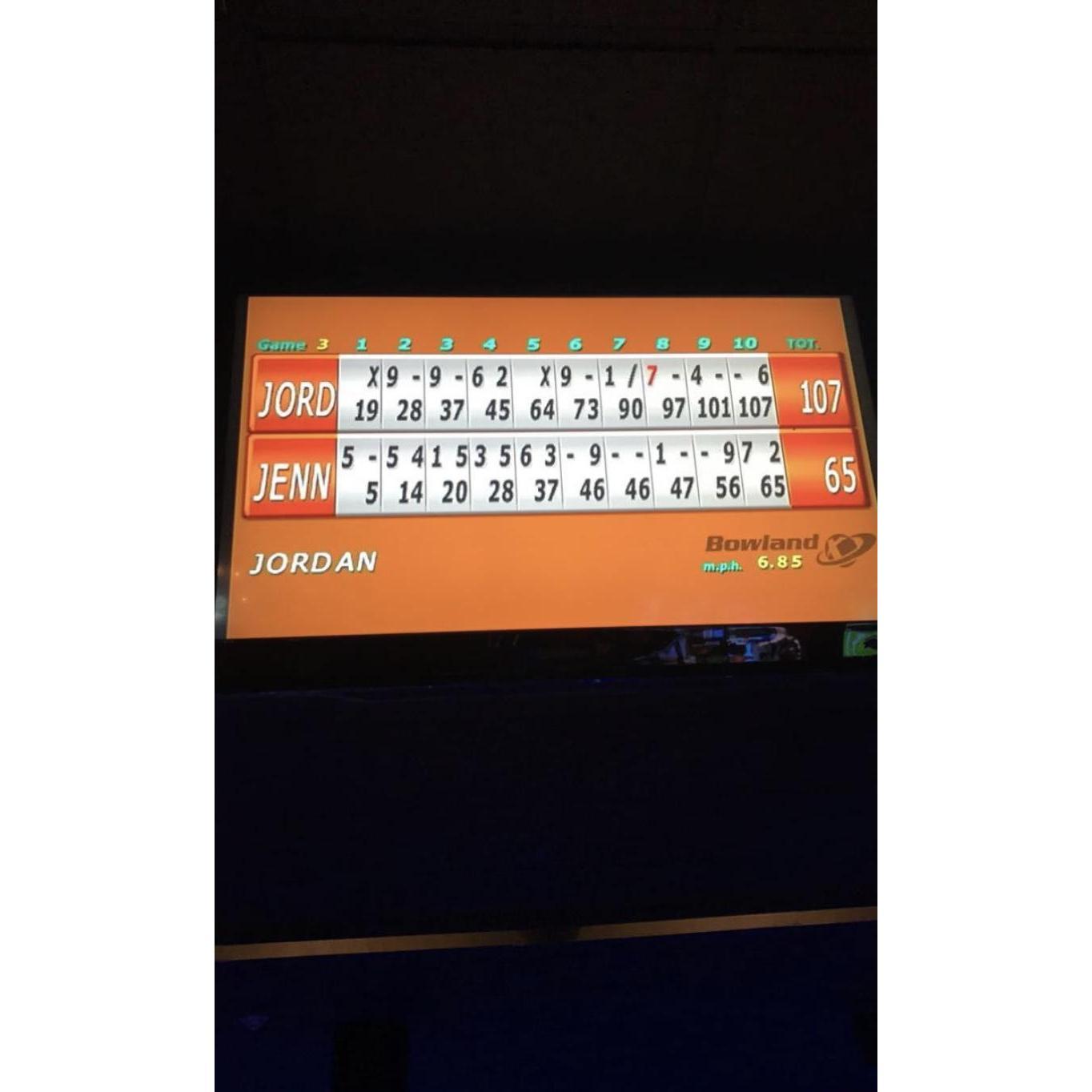 score of our 1st date - Bowling