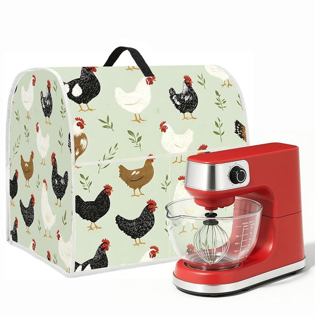 seewan Kitchen Dust Cover Compatible with 4.5 5 6 8 quart Stand Mixer, Kitchen Appliance Protective Covers with Top Handle and Pocket (Chicken, For All 6-8 qt Mixer)
