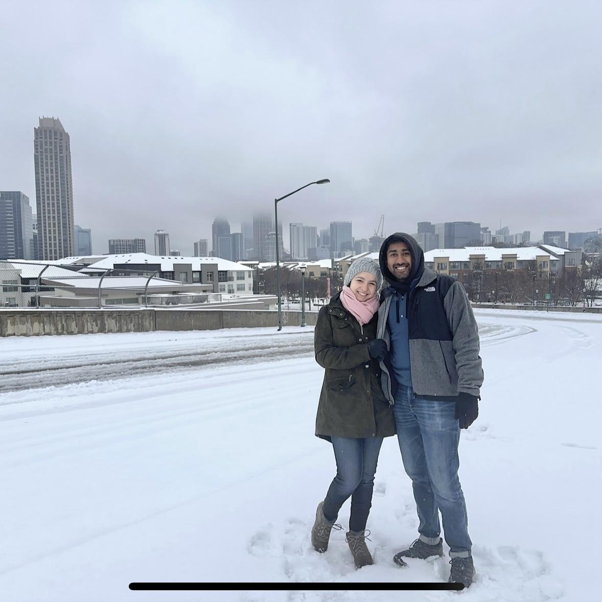 playing in the snow