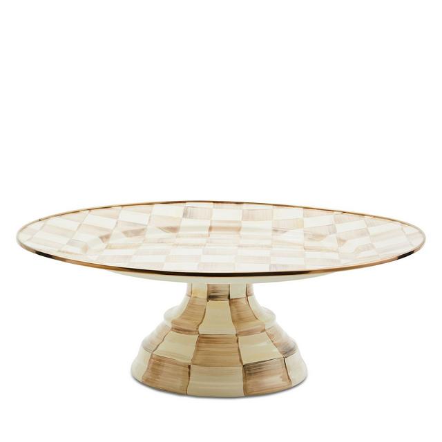 Mackenzie-Childs Mocha Check Small Pedestal Platter