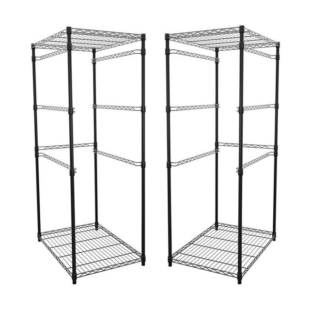 SafeRacks 2 Pack 5-Tier Steel Tote Rack - Maximize Space, Declutter, Organization, NSF Certified, Bin Storage for Garage, Pantry, Kitchen, Workspace, 5 Shelves, 31″ x 23″ x 68″, Black