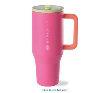 HydroJug Traveler - 32 oz Water Bottle with Handle & Flip Straw - Fits in Cup Holder, Leak Resistant Tumbler-Reusable Insulated Stainless Steel & Rubber Base - Gifts for Women & Men, Orchid