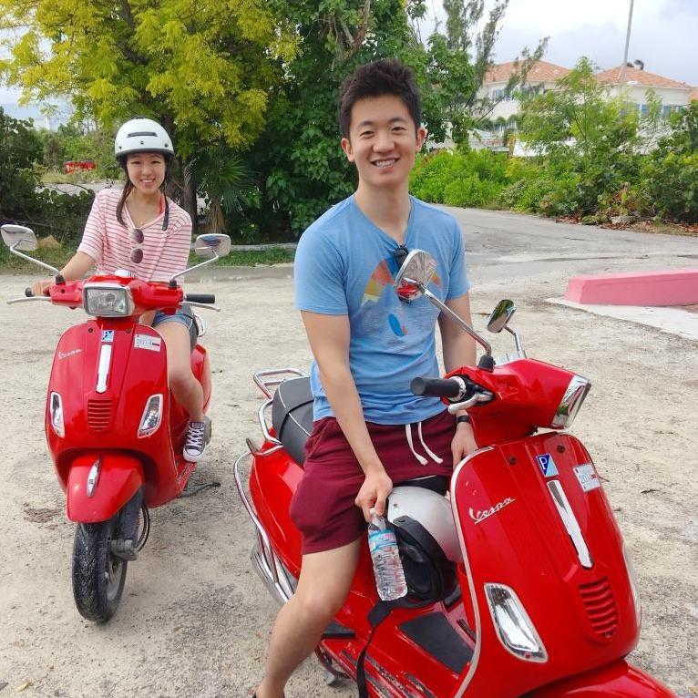 Our first vespa ride in Turks and Caicos! For this trip, Eunice was finally compelled to renew her driver's license after losing her Indiana license several years prior.