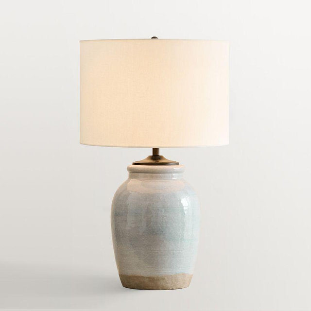 Miller Ceramic 25" Table Lamp, Pale Blue