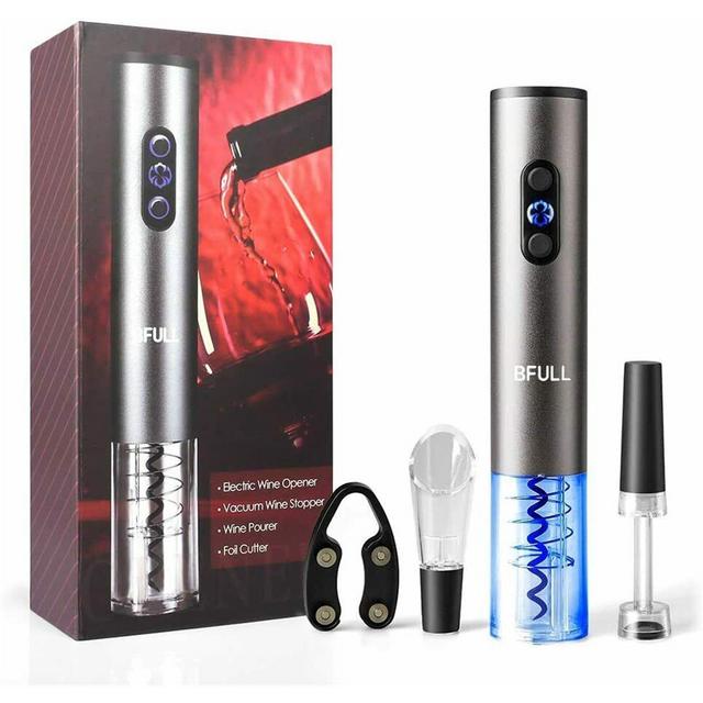 Bfull Electric Wine Bottle Opener, Automatic Corkscrew with Foil Cutter Base Cork Remover for Home Travel, Silver