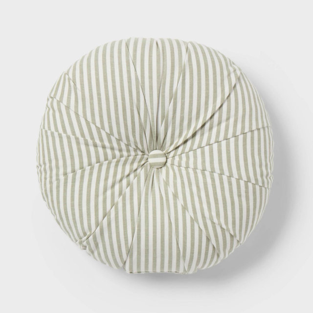 16"x16" Round Striped Decorative Throw Pillow Green for Dorm - Threshold™