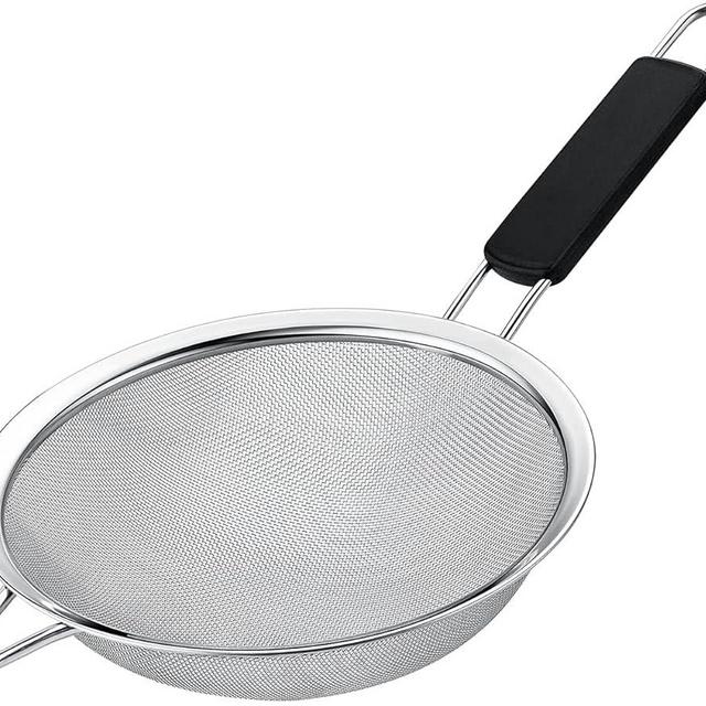 Kafoor 6.3" Fine Mesh Strainer with Thermo Plastic Rubber handle - Sieve Fine Mesh Stainless Steel - Ideal to Sift Flour, Icing Sugar, Fruits and Vegetables.