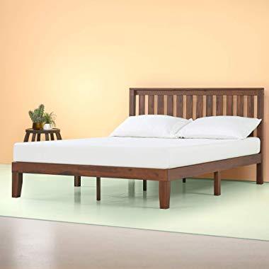 Zinus 12 Inch Solid Wood Platform Bed with Headboard / No Box Spring Needed / Wood Slat Support / Antique Espresso Finish, Full
