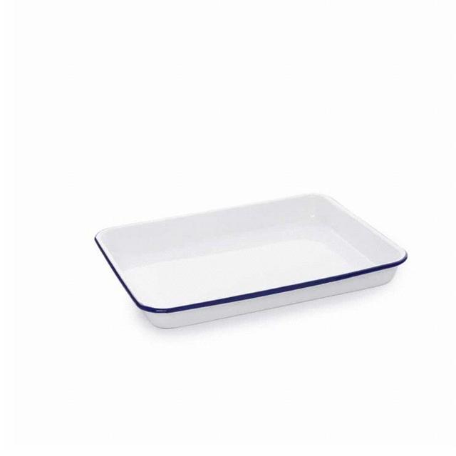 Vintage Small Rectangular Tray- Blue Rim