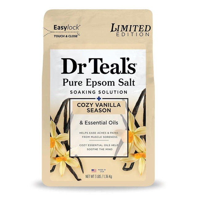Dr Teal's Epsom Salt Magnesium Soak, Limited Edition Cozy Vanilla Season, 3lbs