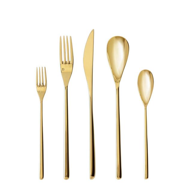 5pc Stainless Steel Dragonfly Silverware Set Gold - Fortessa Tableware Solutions