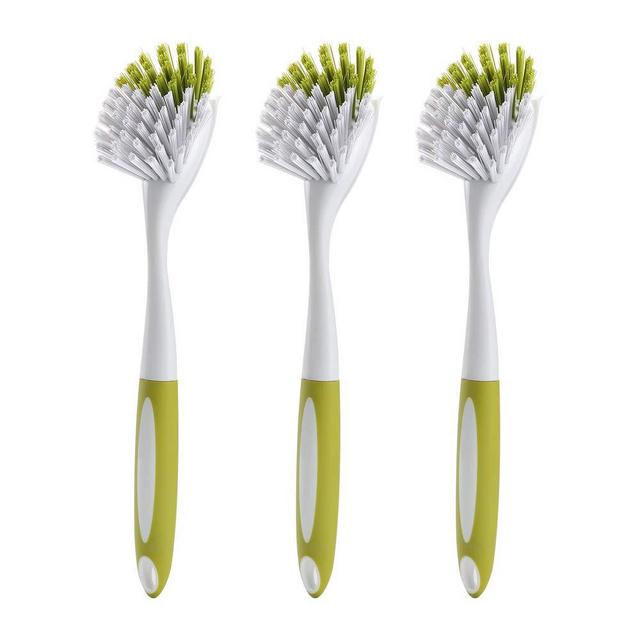 Scrub Brush for Dish Kitchen Sink Pot Pan with Stiff Bristles, Yellow-Green, 3pcs