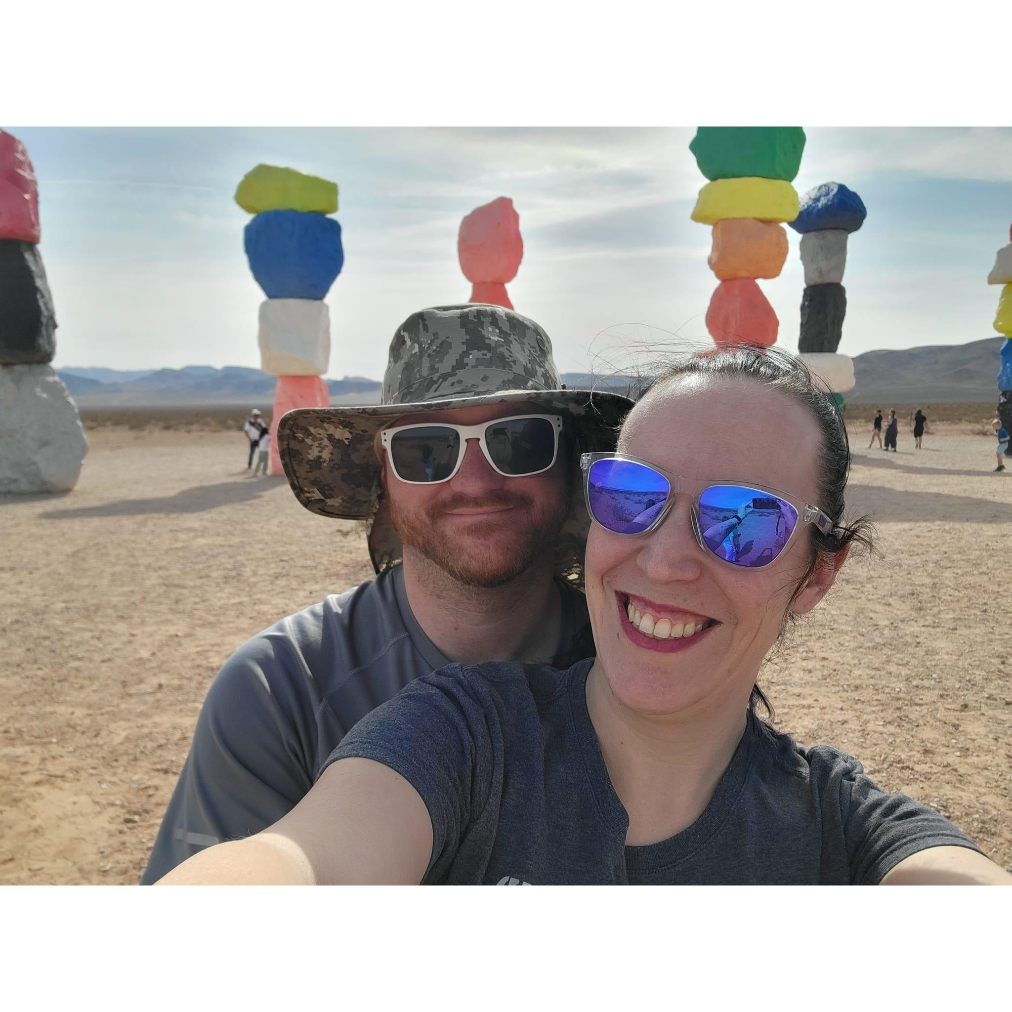 Our first vacation together, we stopped at Seven Magic Mountains