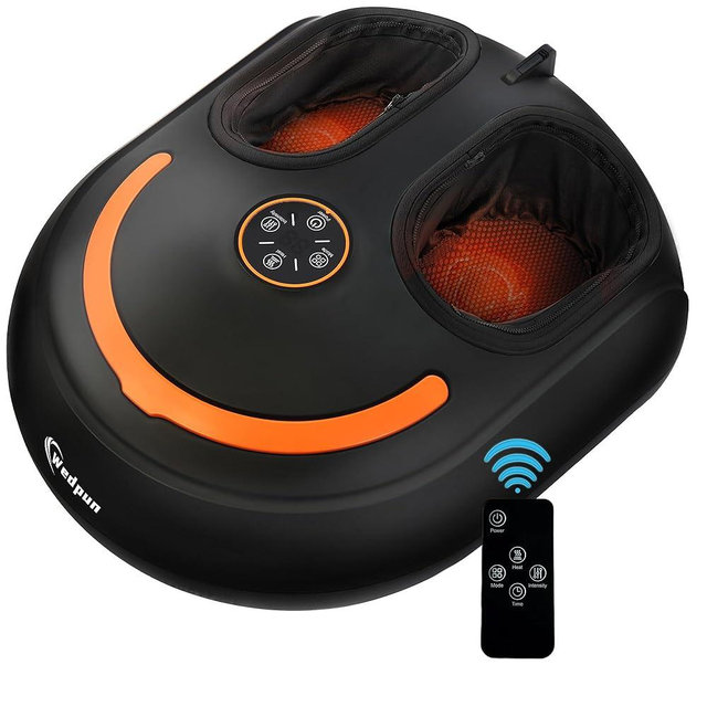 Wedpun Foot Massager with Heat Shiatsu Foot Massager with Remote Deep Kneading Relief for Tired Electric Feet Massage Machine for Home and Office Gifts for Mom Dad Black