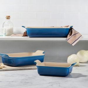Le Creuset Stoneware Heritage Set 3 Rectangular Dishes, Marseille