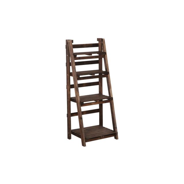 Yaheetech 4 Tier Foldable Wooden Flower Plant Display Stand Shelf Ladder for Indoor/Outdoor