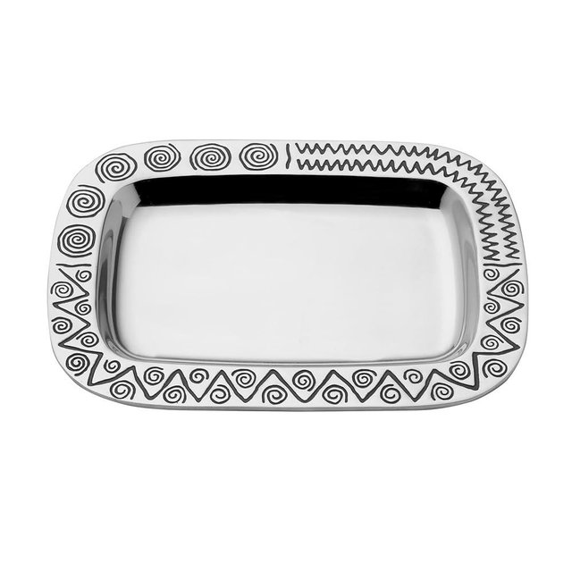 Wilton Armetale Reggae Rectangle Serving Tray, 13.5-Inch, Silver