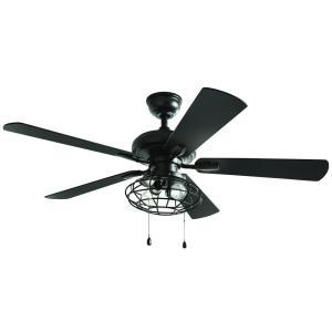 Ellard 52 in. LED Matte Black Indoor Ceiling Fan with Lights