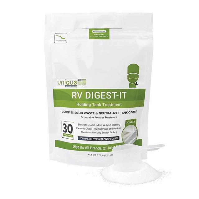 Unique RV Digest-It Holding Tank Treatment - Packaging May Vary - Concentrated Powder, Eliminates Odors, Breaks Down Waste (30 Treatments) - 41G-1