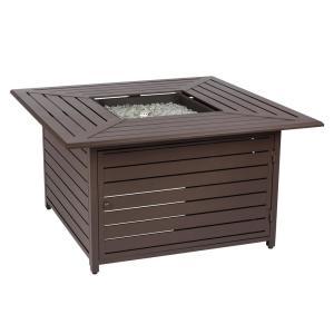 Danang 45 in. Square Aluminum LPG Fire Pit Table with Cover