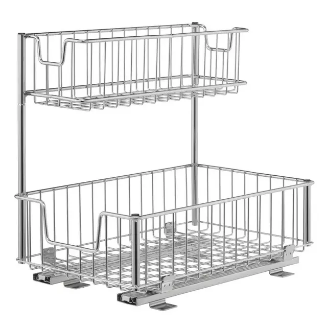 2-Compartment Sliding Wire Undersink Organizer (2-Pack)