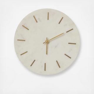 Marble Wall Clock with Gold Inlay