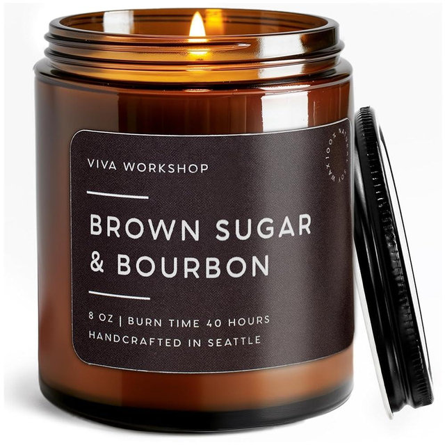 Brown Sugar & Bourbon Natural Soy Wax Scented Candle for Home – Crafted in USA – Candle for Relaxing – Best Birthday Gift, Christmas Gift, Romantic & Anniversary Gift – Scented Candles for Women & Men