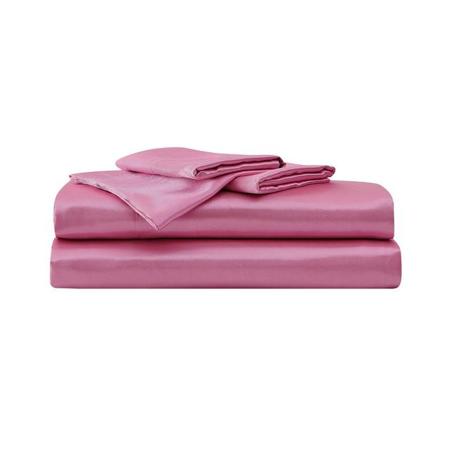 Betsey Johnson Solid Satin 4 Piece Sheet Set, Queen
